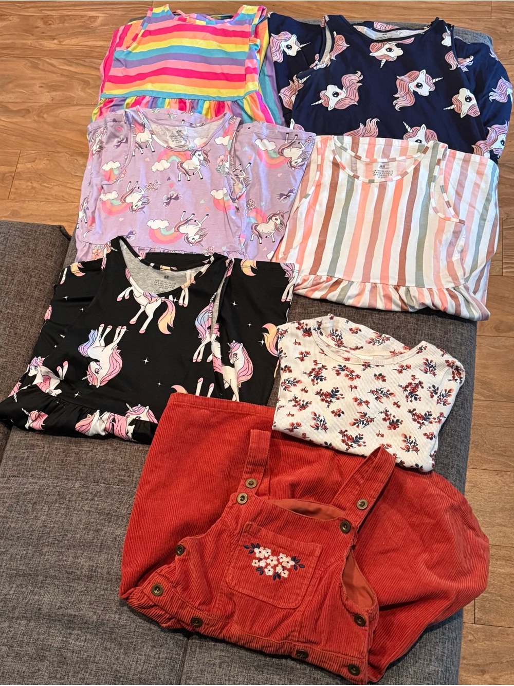 Kids Size 8/10 H&M Dress Bundle - 5 New Dresses plus Corduroy Overall Set